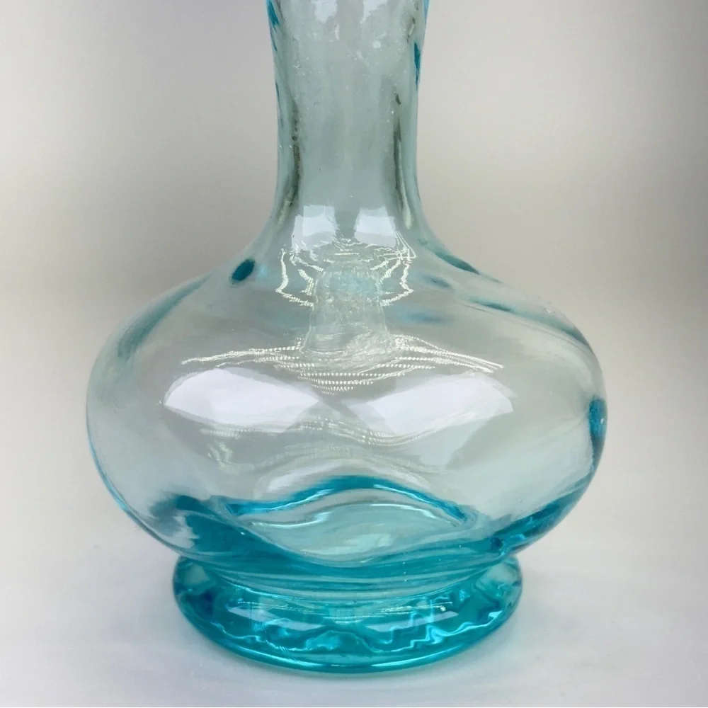 Vintage Turquoise Swirl Glass Vase